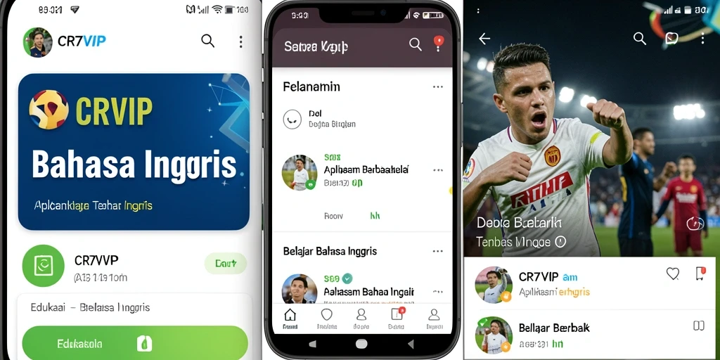Antarmuka aplikasi CR7VIP yang menarik untuk Belajar Bahasa Inggris.