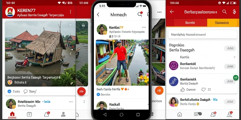 Antarmuka intuitif aplikasi KEREN77 menampilkan berita daerah terbaru.