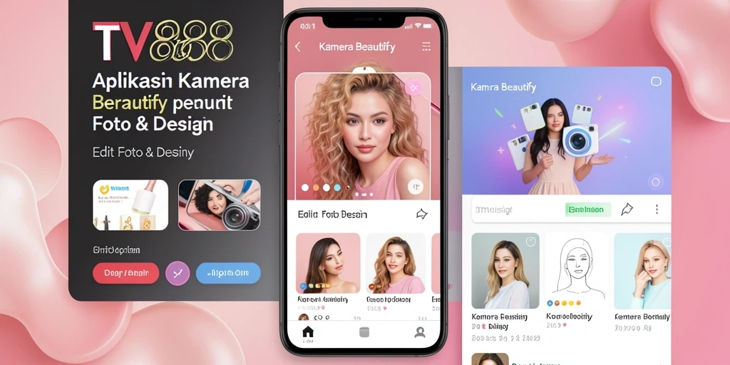 Antarmuka utama TV888 dengan berbagai fitur Kamera Beautify.